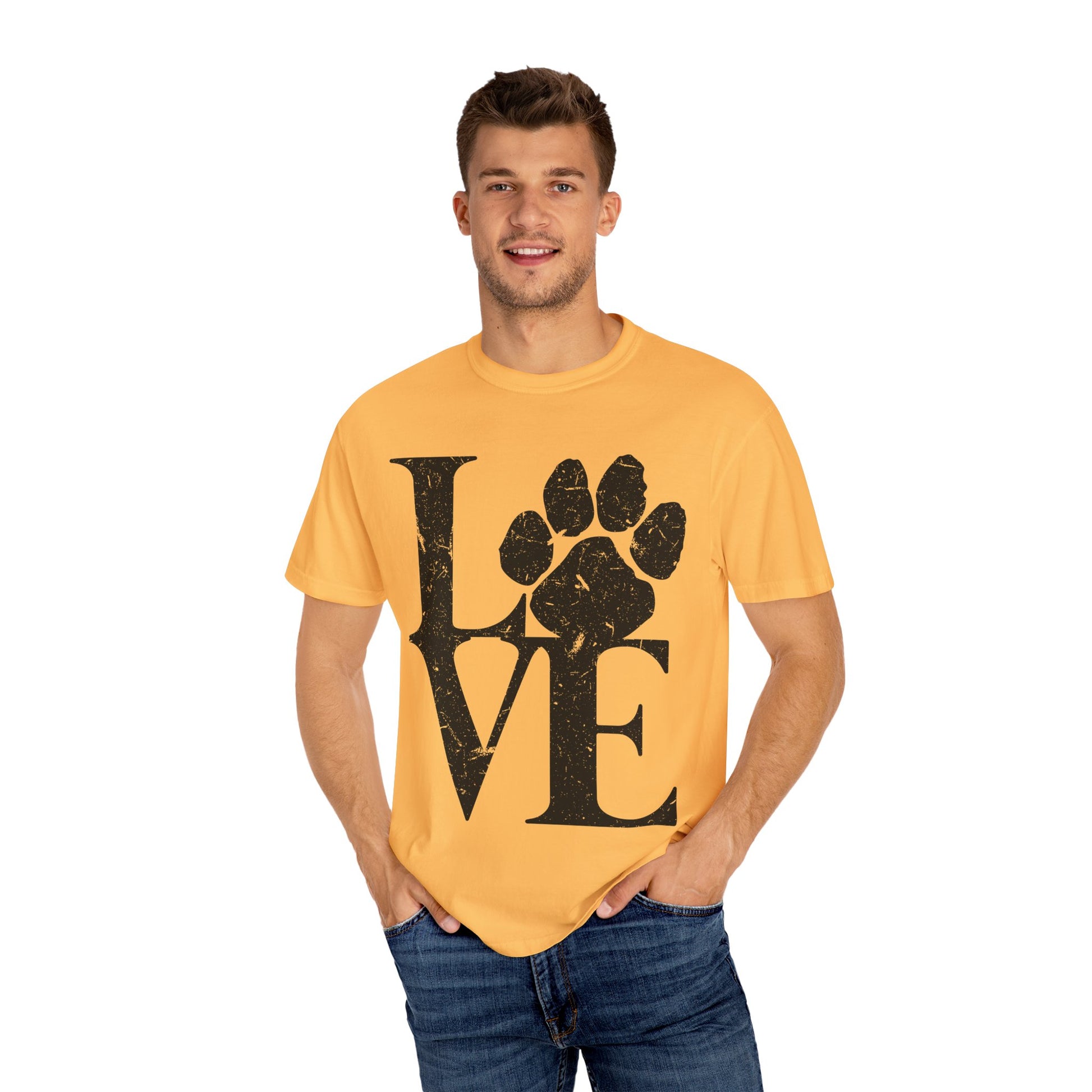 Love Paw Print T-Shirt, Pet Lover Gift, Animal Rescue Tee, Unisex Casual Wear, Gift for Dog Owners, Animal Lover Apparel
