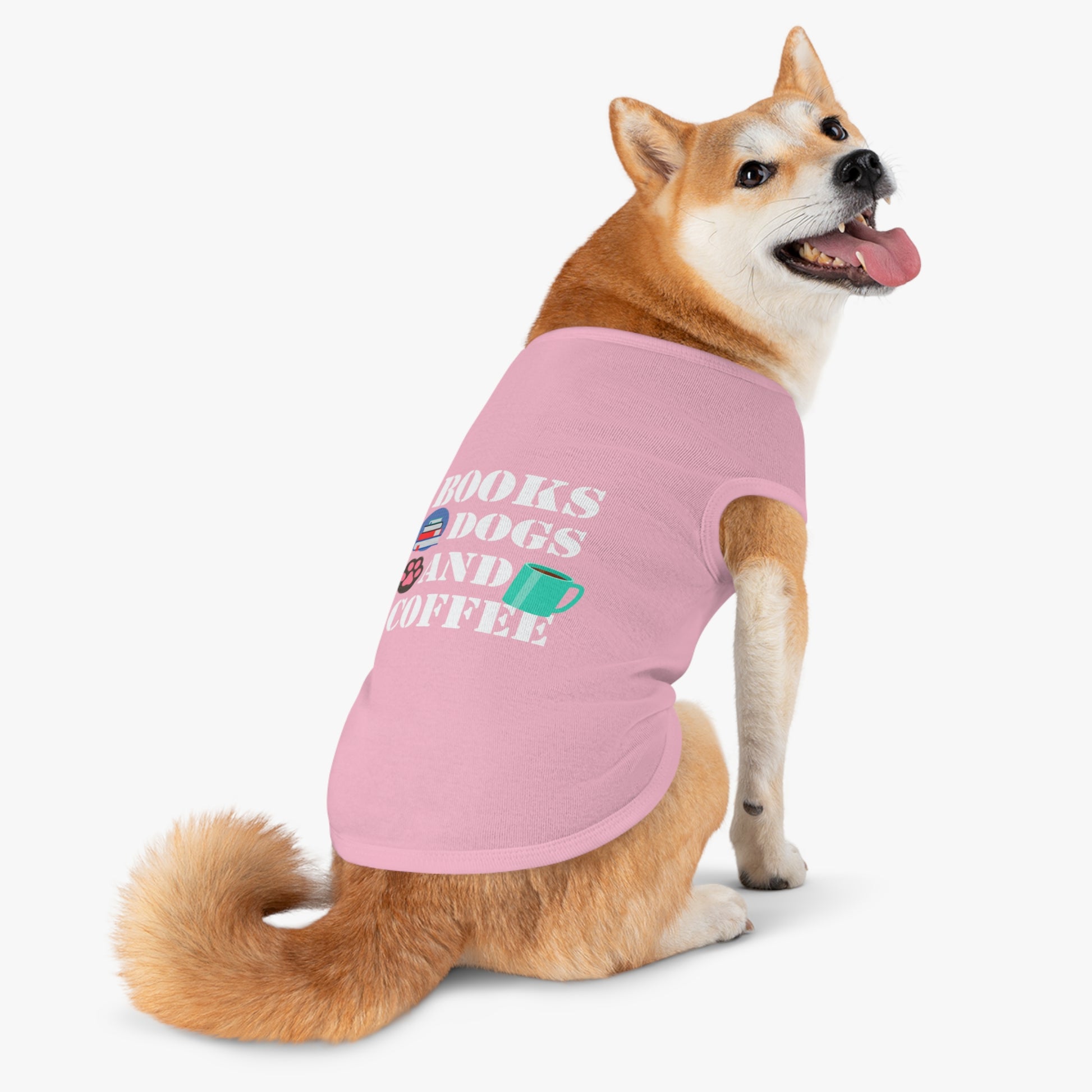 Books Dogs and Coffee Pet Tank Top, Cute Dog Apparel, Pet Costume for Book Lovers, Dog Owner Gift, Stylish Pet Clothing