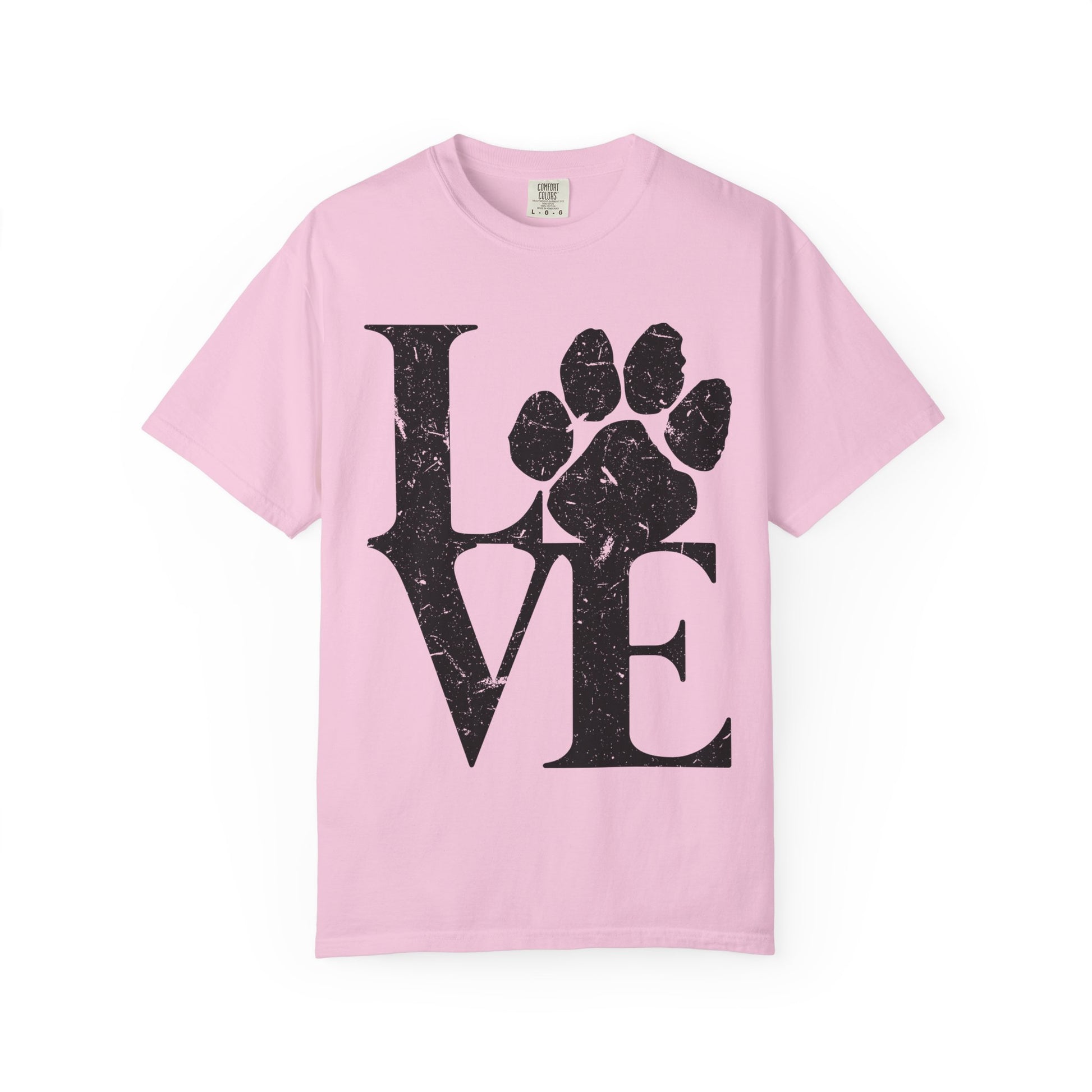 Love Paw Print T-Shirt, Pet Lover Gift, Animal Rescue Tee, Unisex Casual Wear, Gift for Dog Owners, Animal Lover Apparel