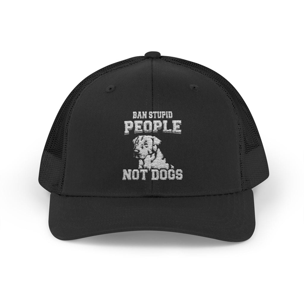 Funny Dog Lover Snapback Trucker Cap - "I Am Stupid People, Not Dogs"