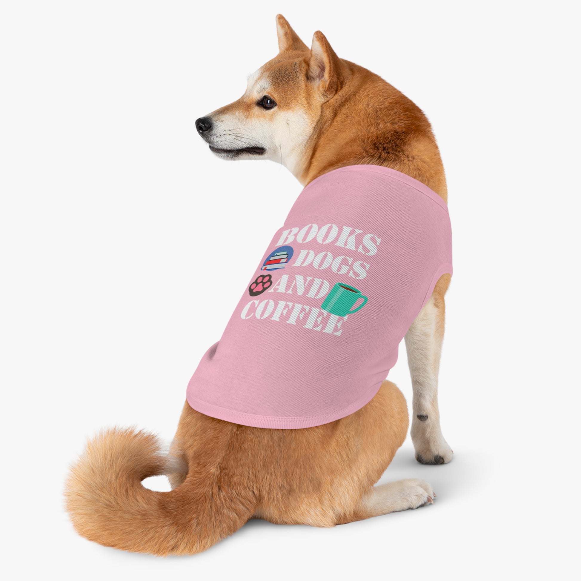 Books Dogs and Coffee Pet Tank Top, Cute Dog Apparel, Pet Costume for Book Lovers, Dog Owner Gift, Stylish Pet Clothing