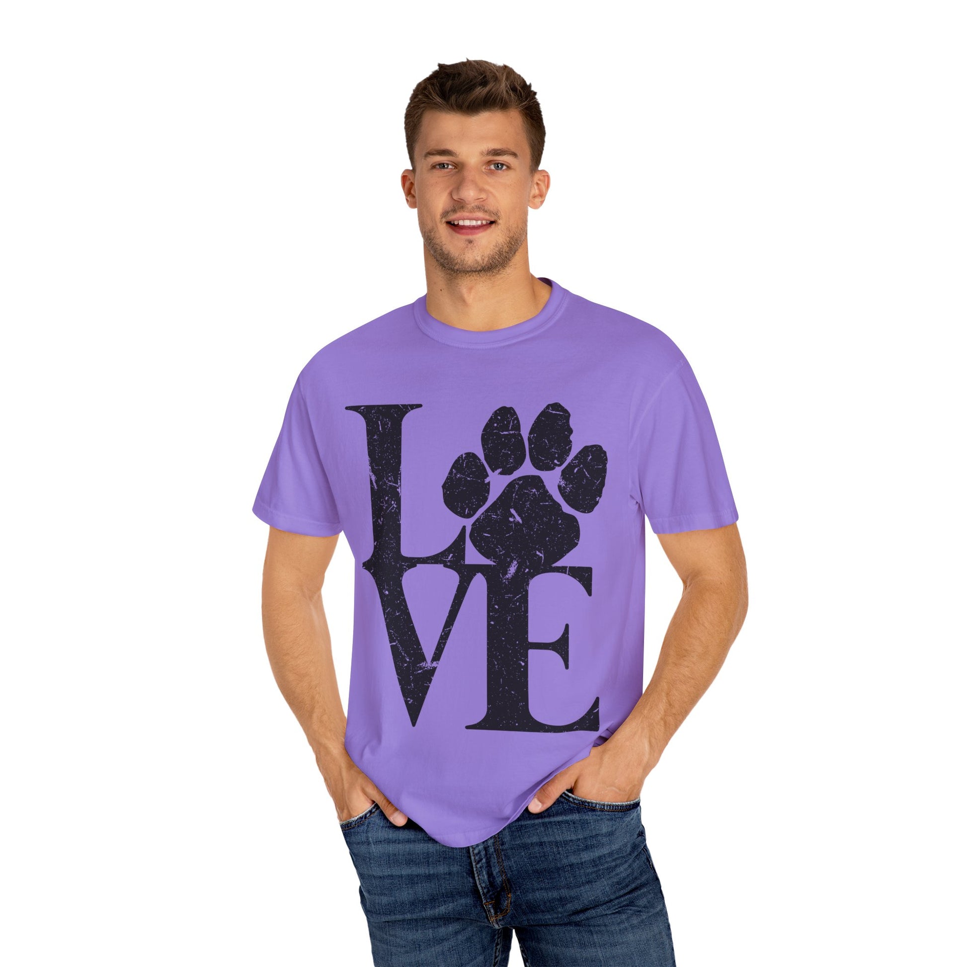 Love Paw Print T-Shirt, Pet Lover Gift, Animal Rescue Tee, Unisex Casual Wear, Gift for Dog Owners, Animal Lover Apparel