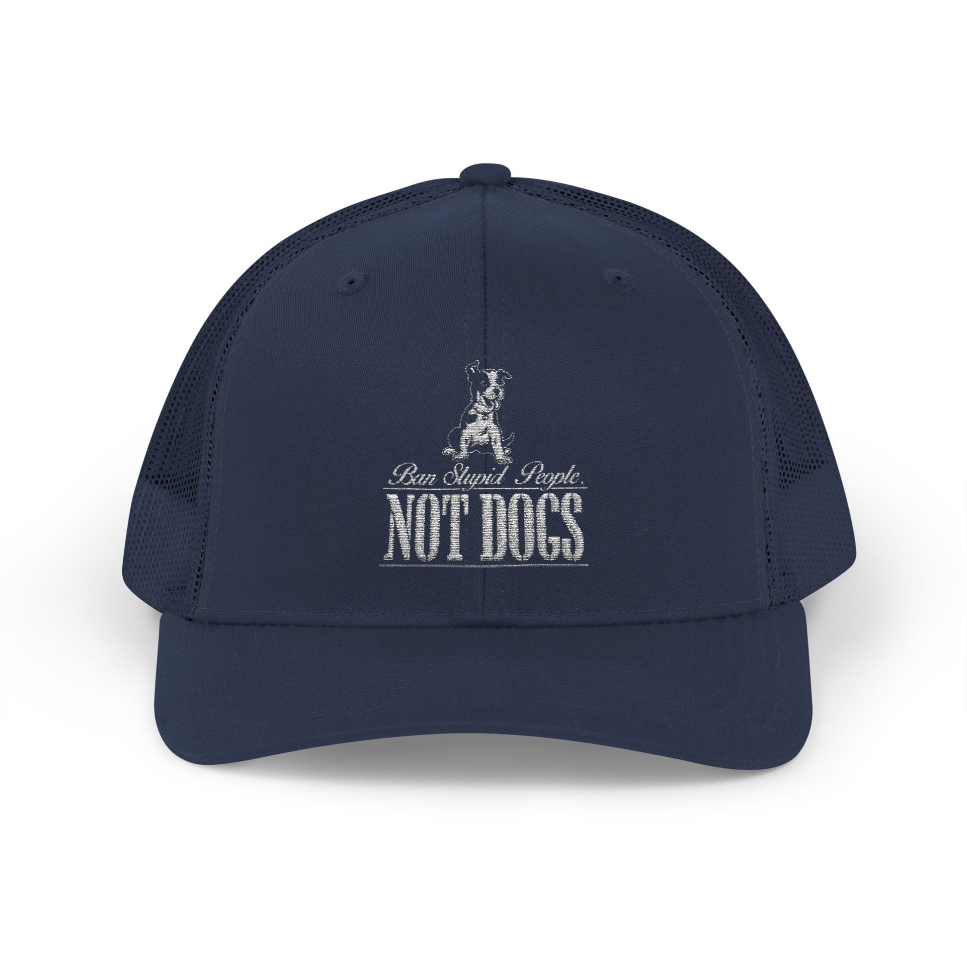 Fun Red Snapback Trucker Cap - "Not Dogs" Design