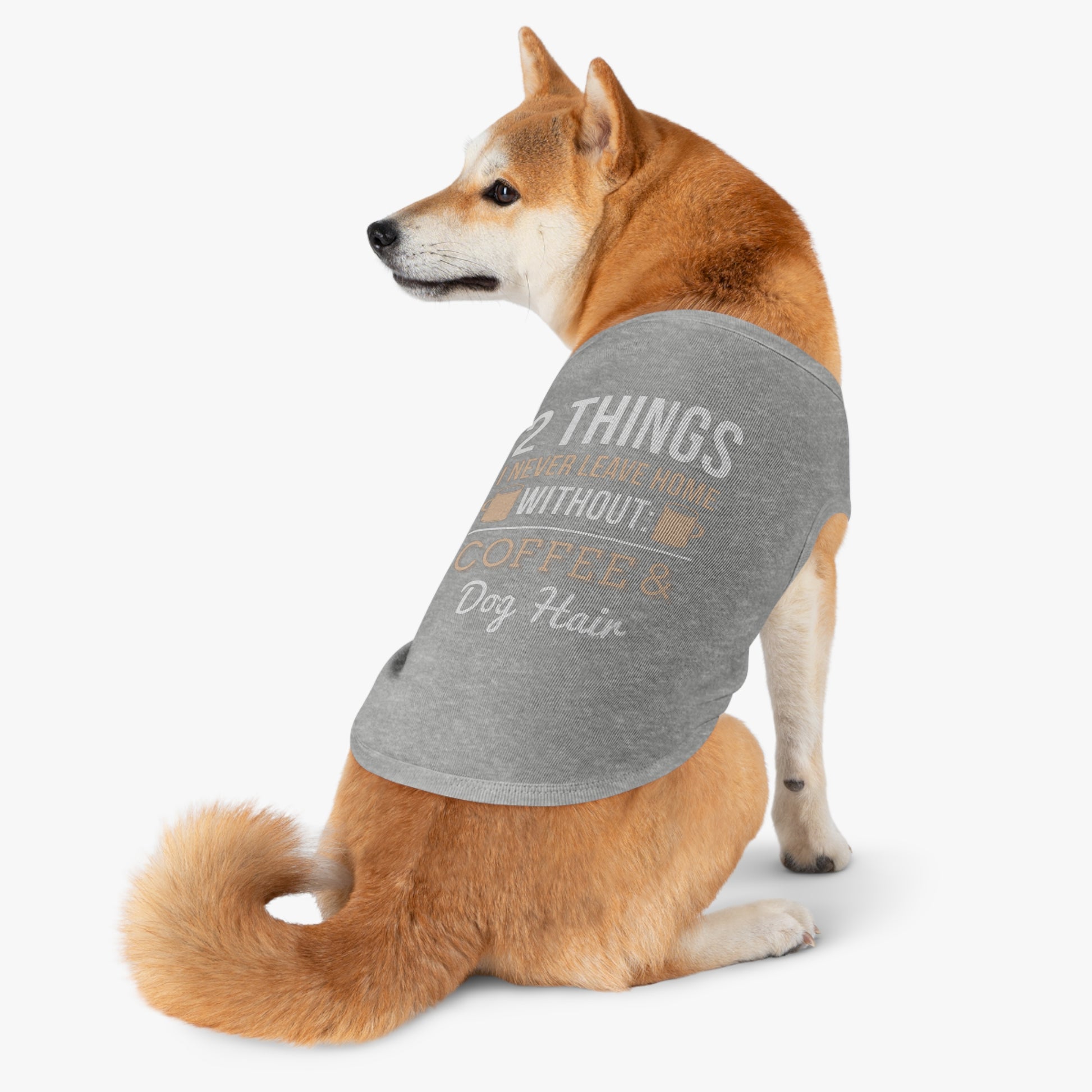 Coffee & Dog Hair Pet Tank Top, Funny Dog Shirt, Pet Clothing, Gift for Dog Lovers, Pet Apparel, Cute Dog Tank
