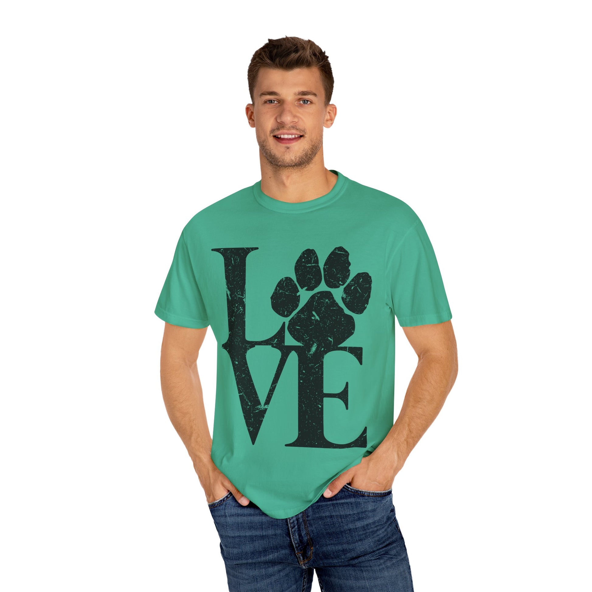 Love Paw Print T-Shirt, Pet Lover Gift, Animal Rescue Tee, Unisex Casual Wear, Gift for Dog Owners, Animal Lover Apparel