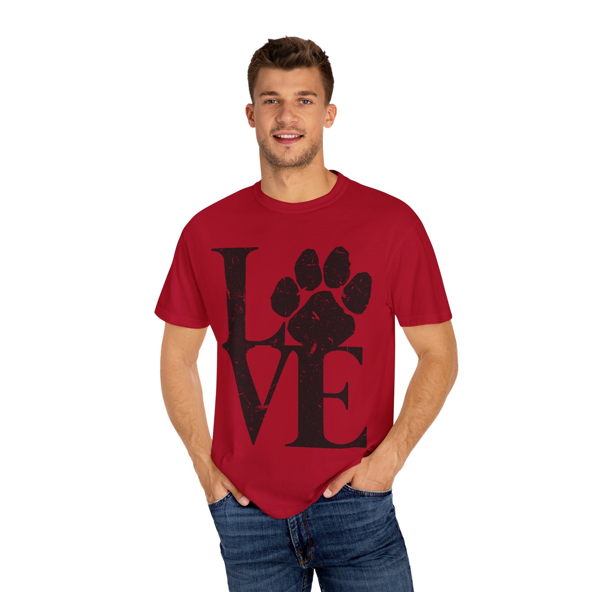 Love Paw Print T-Shirt, Pet Lover Gift, Animal Rescue Tee, Unisex Casual Wear, Gift for Dog Owners, Animal Lover Apparel