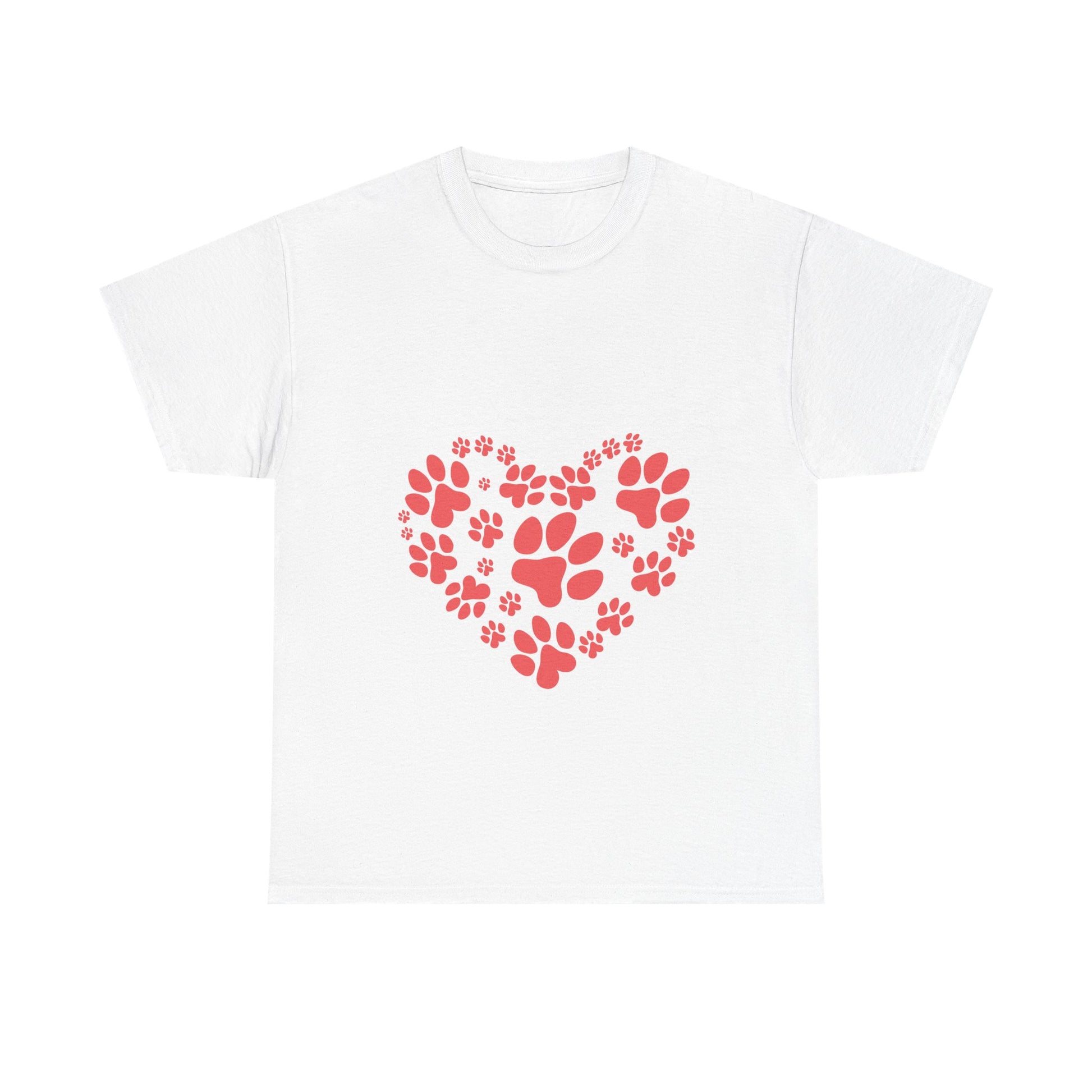 Pet Lover's Heart Tee, Cute Paw Print Shirt, Unisex Cotton Tee Gift, Animal Advocate Apparel, Perfect for Pet Lovers