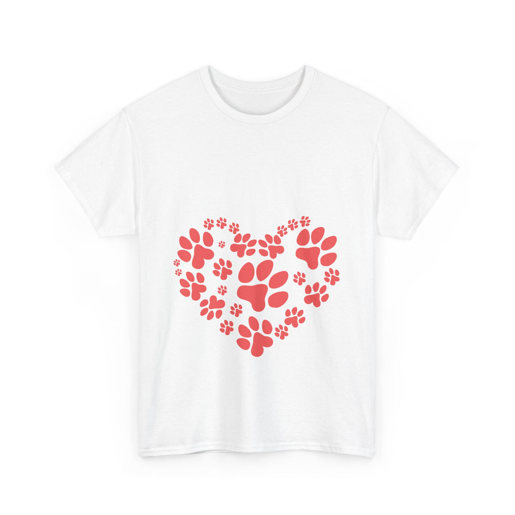 Pet Lover's Heart Tee, Cute Paw Print Shirt, Unisex Cotton Tee Gift, Animal Advocate Apparel, Perfect for Pet Lovers