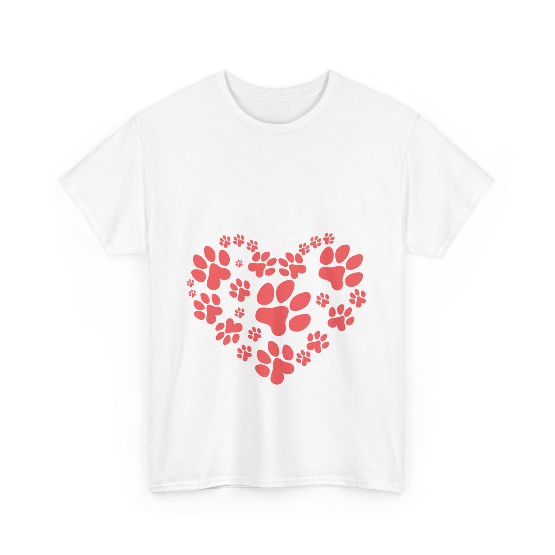 Pet Lover's Heart Tee, Cute Paw Print Shirt, Unisex Cotton Tee Gift, Animal Advocate Apparel, Perfect for Pet Lovers