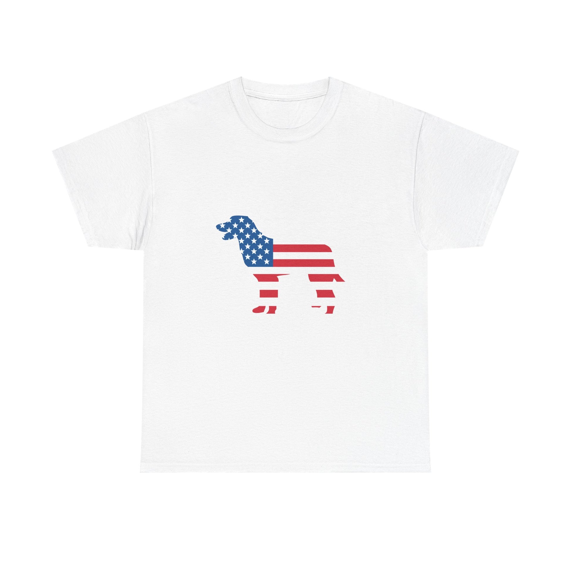 American Flag Dog Tee, Patriotic Clothing, Dog Lover Gift, Unisex Cotton T-Shirt, 4th of July Attire, Casual Wear