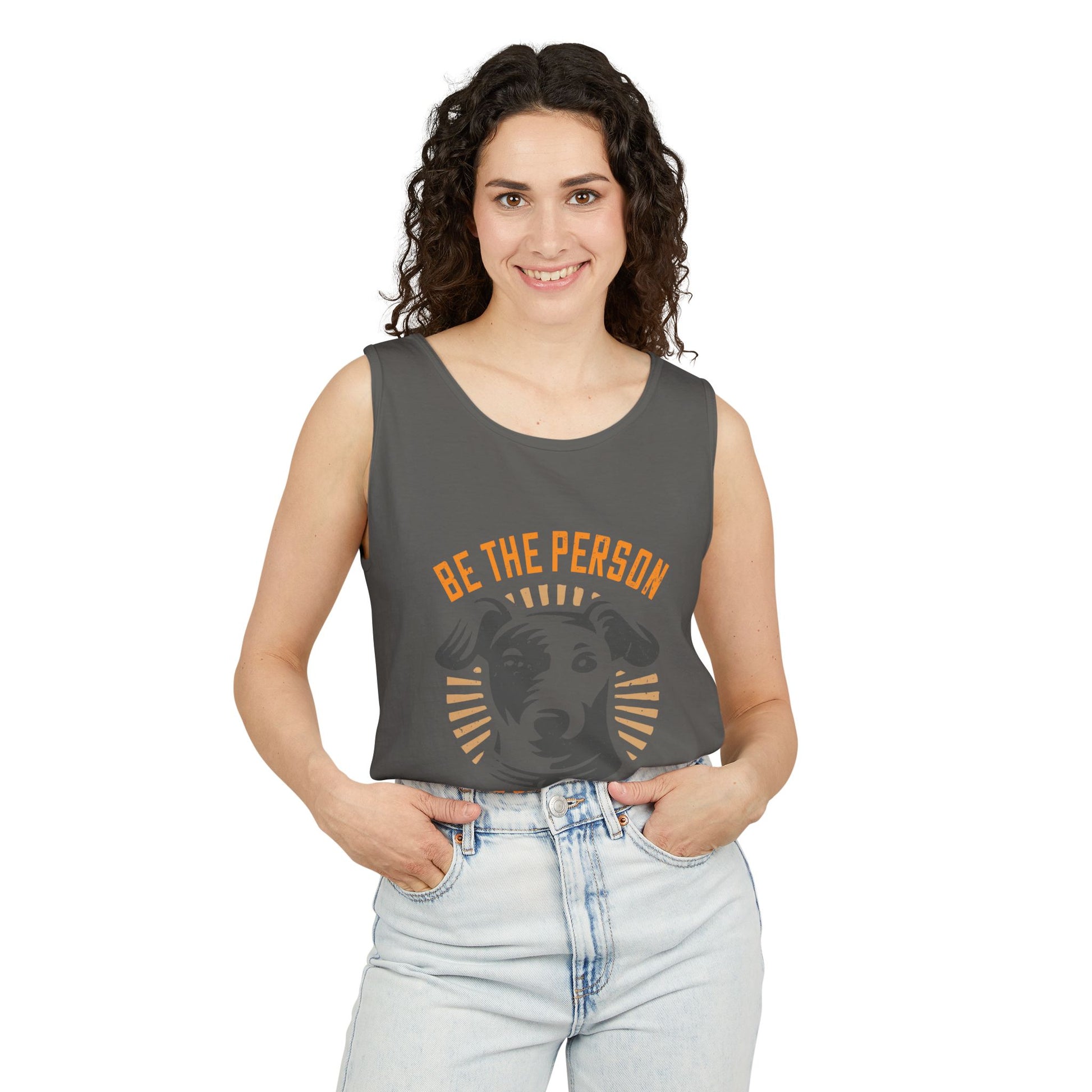 Dog Lover's Unisex Tank Top - "Be The Person Your Dog Thinks You Are" - Perfect for Pet Owners, Gift for Dog Lovers, Summer Apparel, [...]