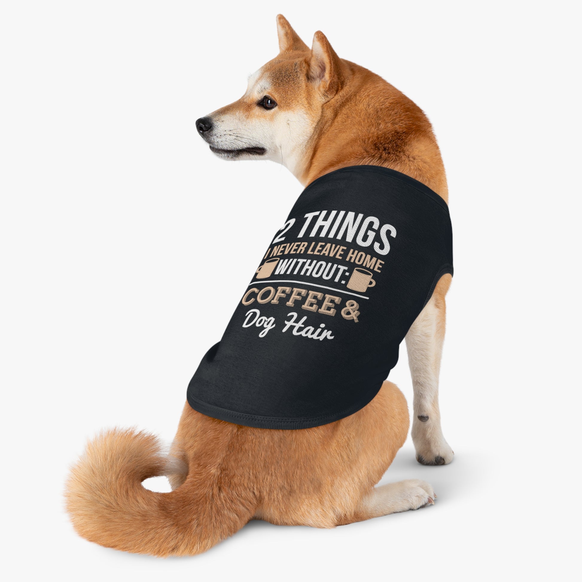 Coffee & Dog Hair Pet Tank Top, Funny Dog Shirt, Pet Clothing, Gift for Dog Lovers, Pet Apparel, Cute Dog Tank