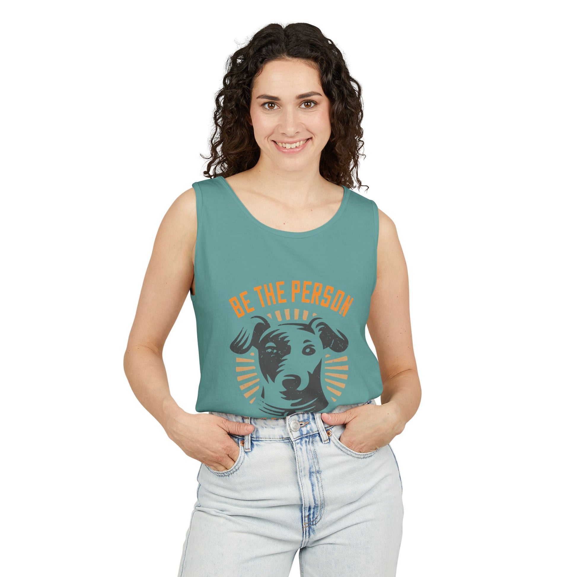 Dog Lover's Unisex Tank Top - "Be The Person Your Dog Thinks You Are" - Perfect for Pet Owners, Gift for Dog Lovers, Summer Apparel, [...]