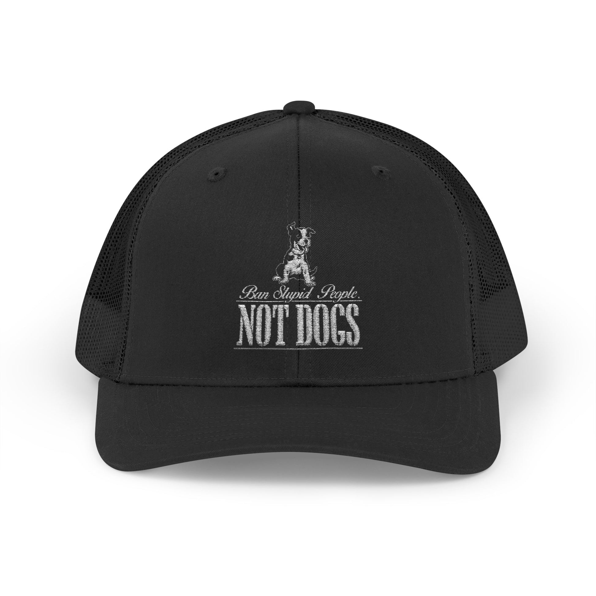 Fun Red Snapback Trucker Cap - "Not Dogs" Design