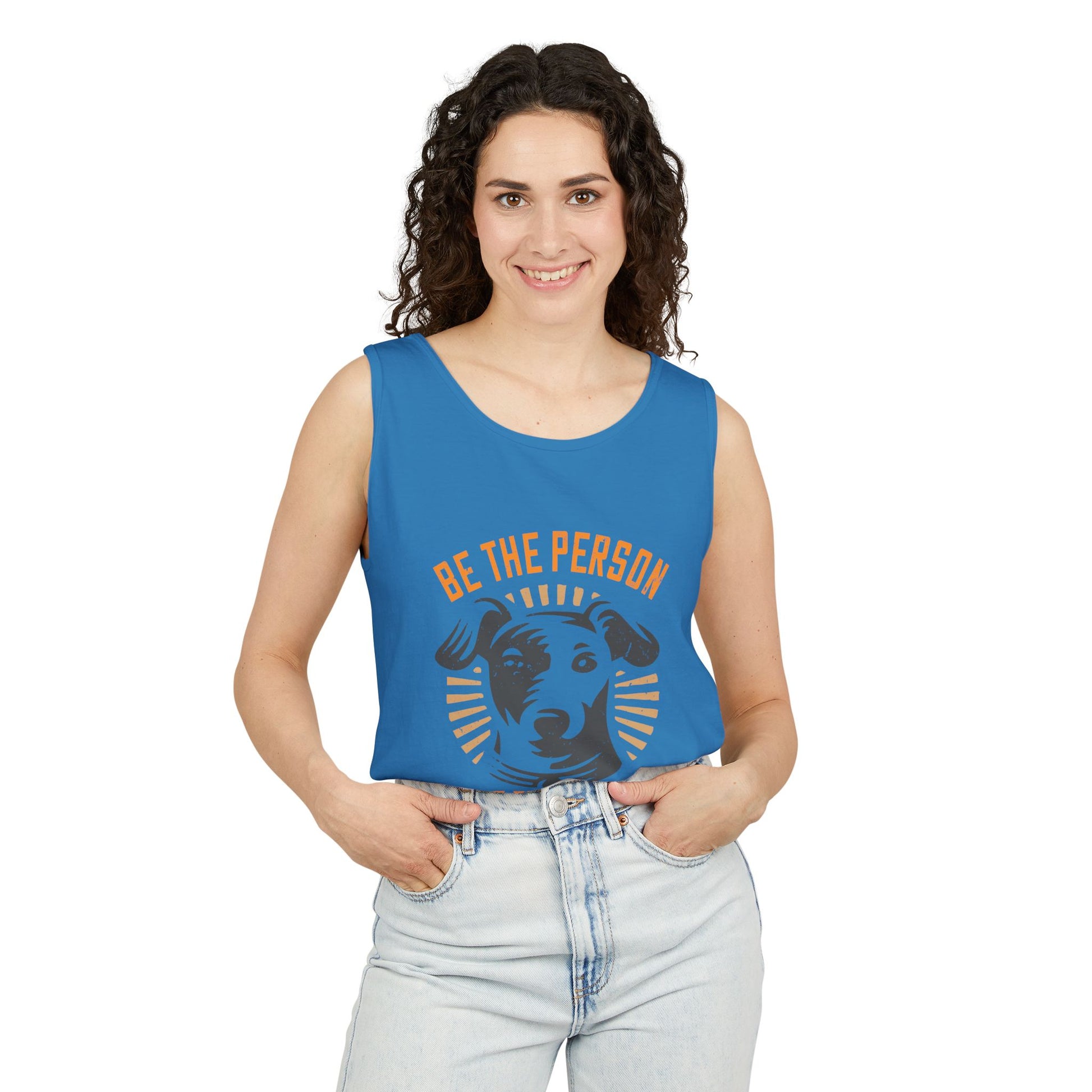 Dog Lover's Unisex Tank Top - "Be The Person Your Dog Thinks You Are" - Perfect for Pet Owners, Gift for Dog Lovers, Summer Apparel, [...]