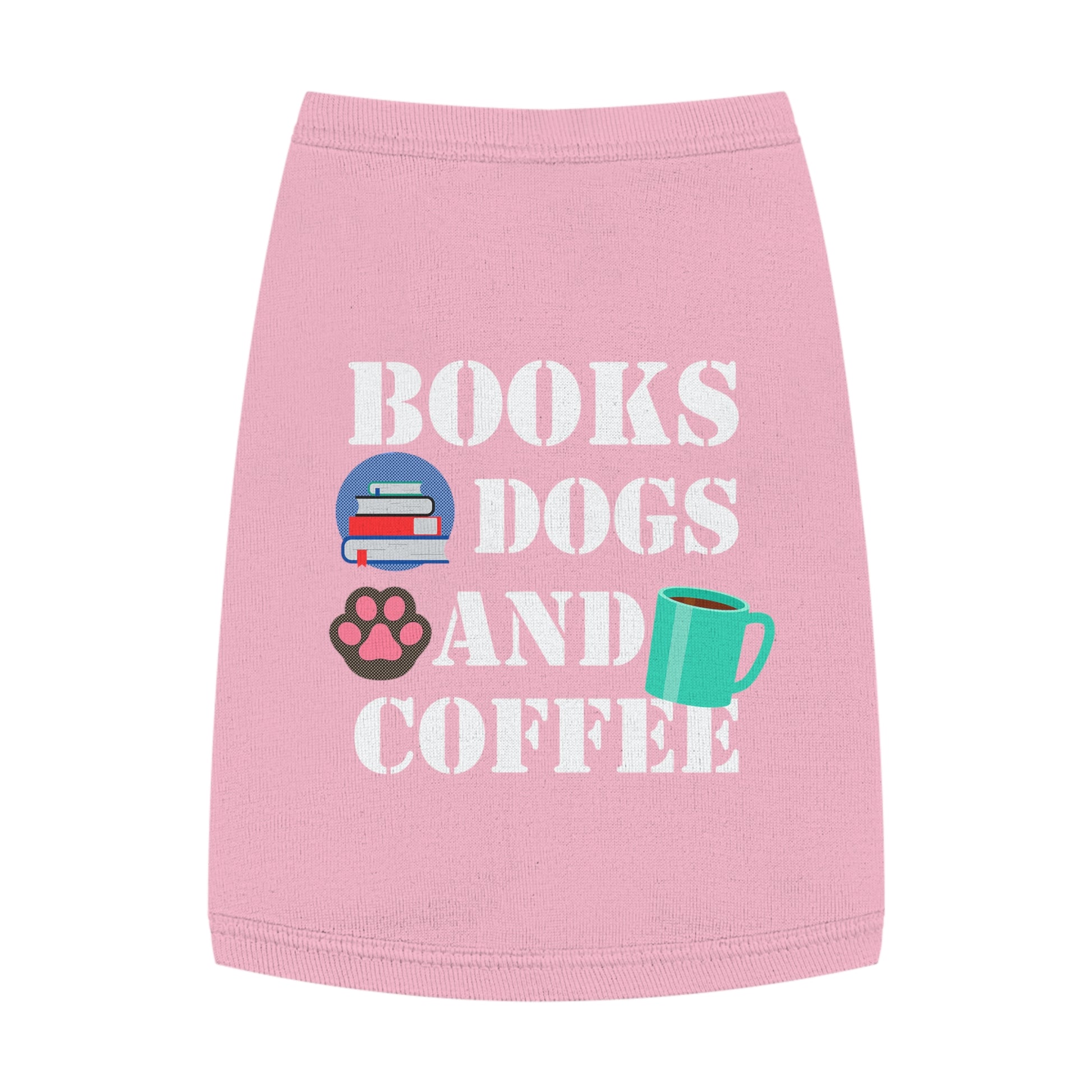 Books Dogs and Coffee Pet Tank Top, Cute Dog Apparel, Pet Costume for Book Lovers, Dog Owner Gift, Stylish Pet Clothing