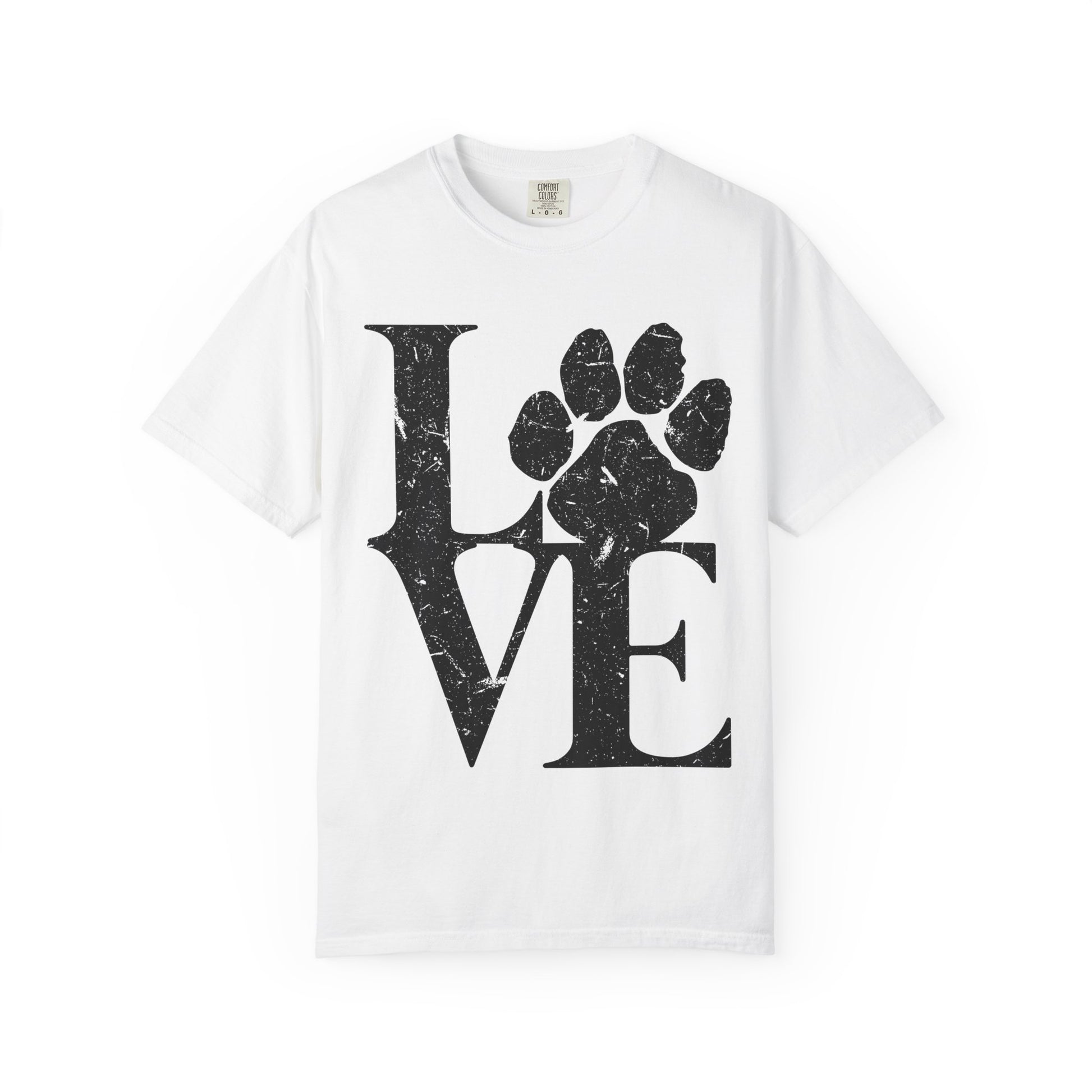 Love Paw Print T-Shirt, Pet Lover Gift, Animal Rescue Tee, Unisex Casual Wear, Gift for Dog Owners, Animal Lover Apparel