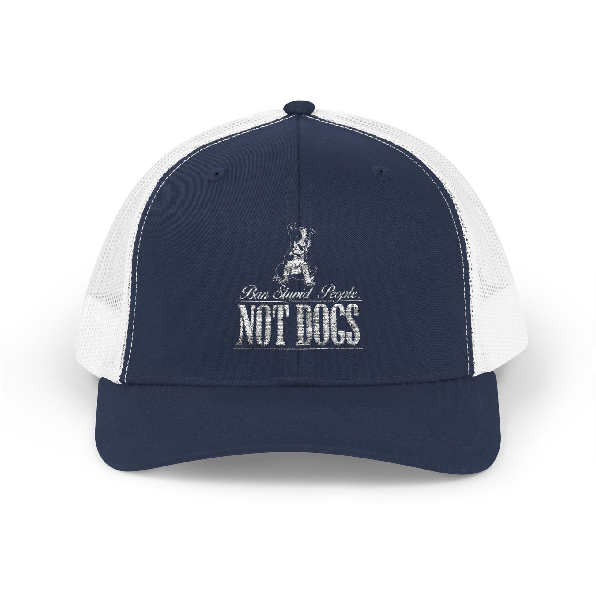 Fun Red Snapback Trucker Cap - "Not Dogs" Design
