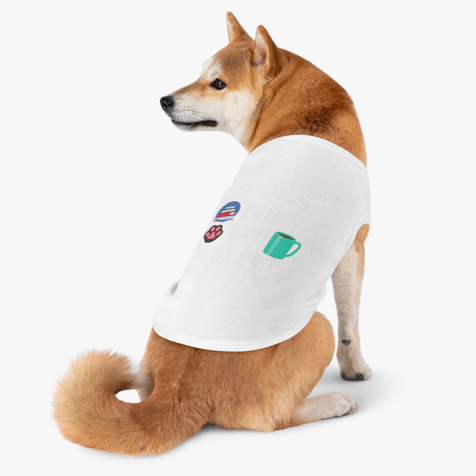 Books Dogs and Coffee Pet Tank Top, Cute Dog Apparel, Pet Costume for Book Lovers, Dog Owner Gift, Stylish Pet Clothing