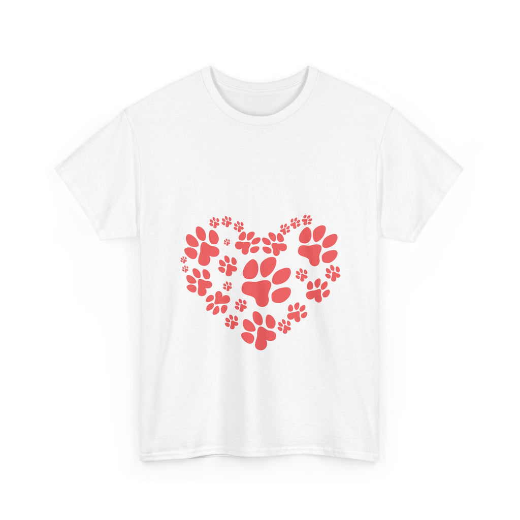 Pet Lover's Heart Tee, Cute Paw Print Shirt, Unisex Cotton Tee Gift, Animal Advocate Apparel, Perfect for Pet Lovers