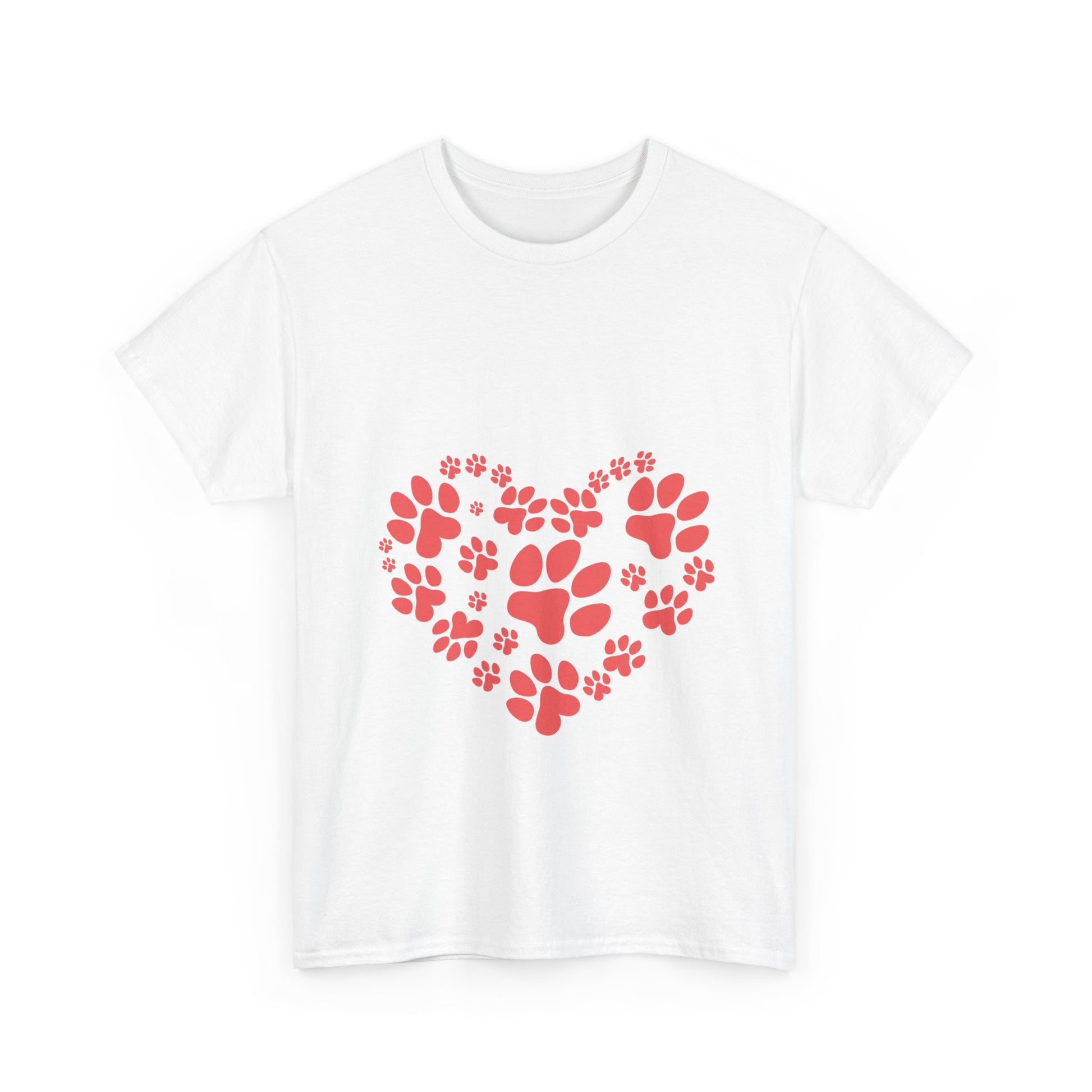 Pet Lover's Heart Tee, Cute Paw Print Shirt, Unisex Cotton Tee Gift, Animal Advocate Apparel, Perfect for Pet Lovers