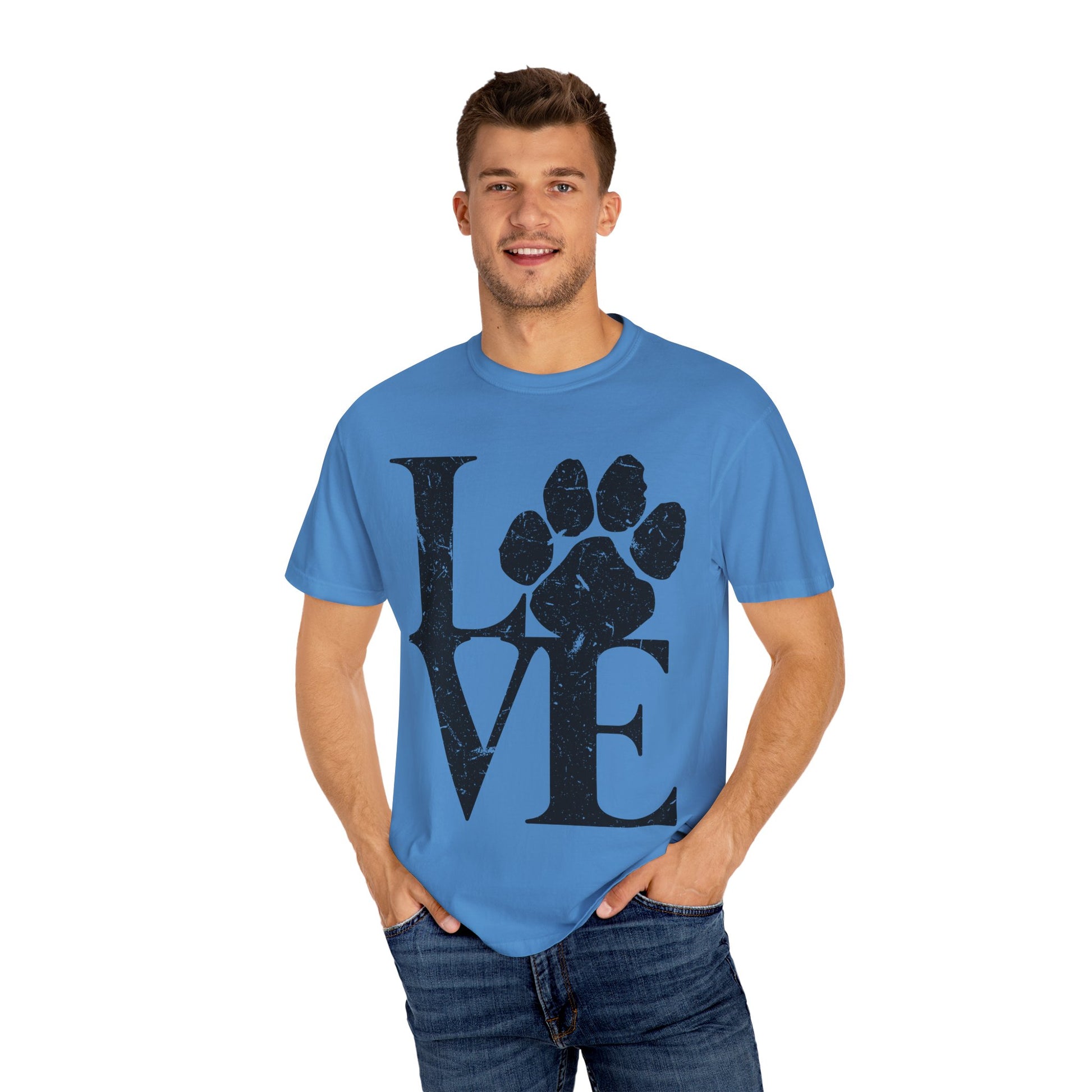 Love Paw Print T-Shirt, Pet Lover Gift, Animal Rescue Tee, Unisex Casual Wear, Gift for Dog Owners, Animal Lover Apparel